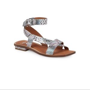 Ema Snakeskin-Embossed Leather Sandals 8.5
